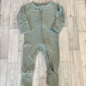 Little Sleepies Heather Sage Ribbed Zippy
